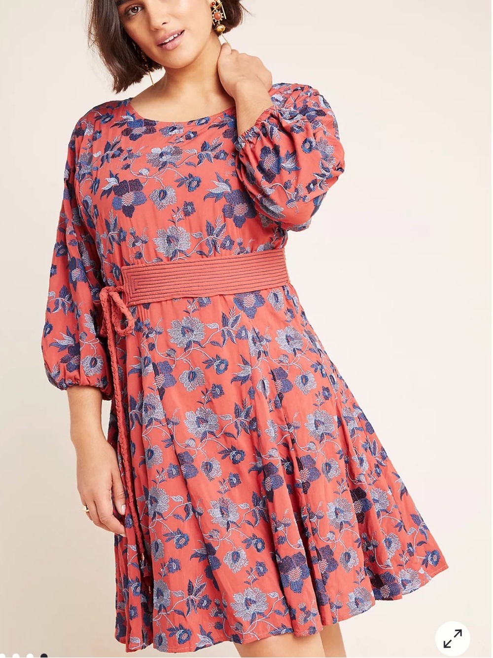 Anthropologie Juniper embroidered long sleeve dress size XL